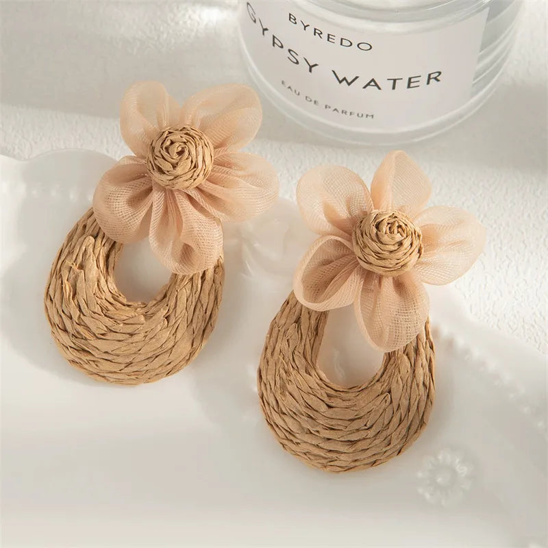 Blush Bloom Raffia Earrings ✨