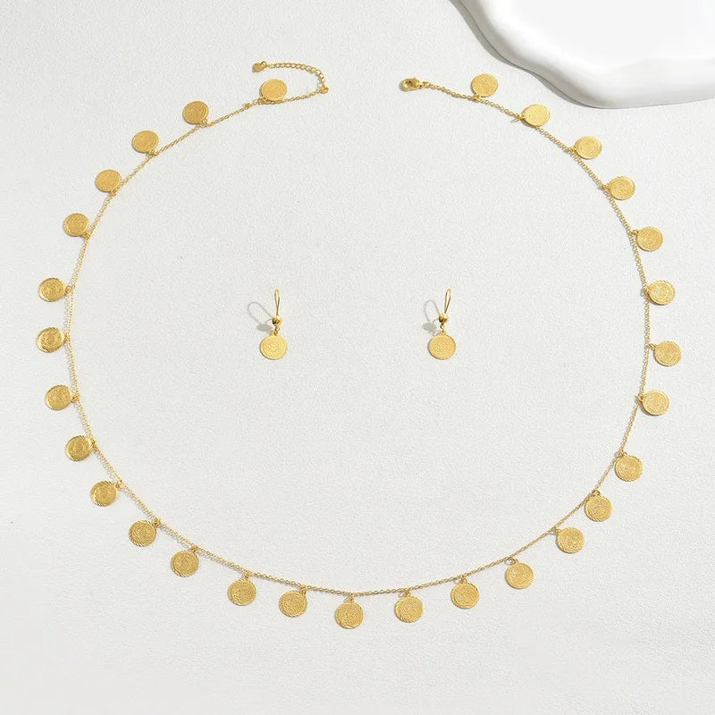Golden Nomad Coin Wrap Necklace Set