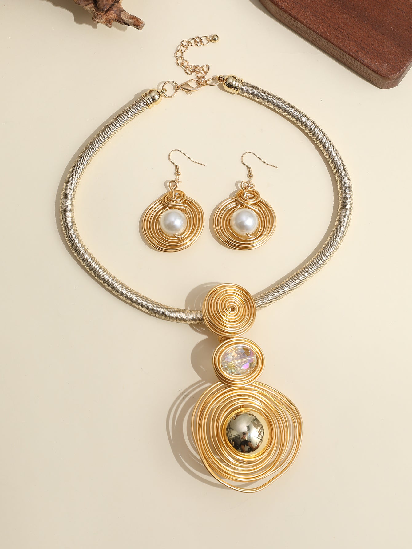 Spiral Moon Resonance Necklace & Earring Set