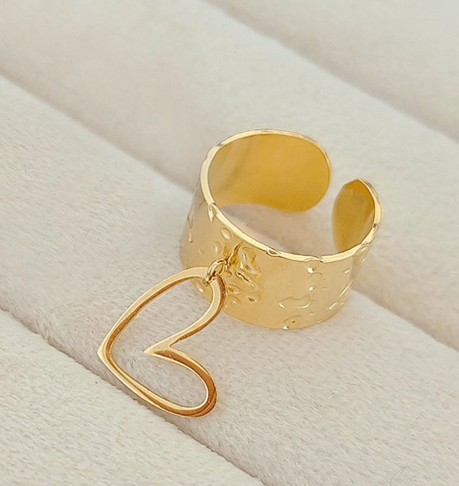 Adjustable Heart Charm Ring
