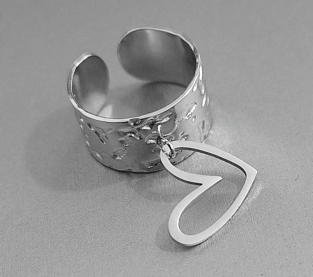 Adjustable Heart Charm Ring