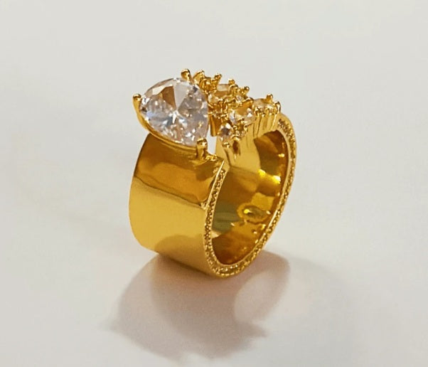 Aurora Mirage CZ Adjustable Ring