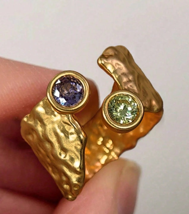 Aurora Rift Dual-Stone Ring