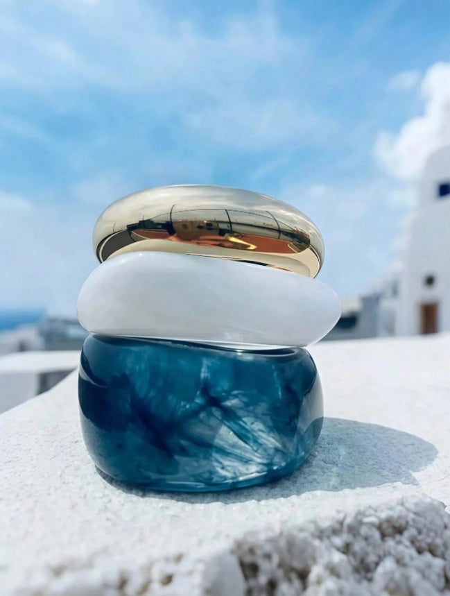 Azure Horizon Resin Bangle Set