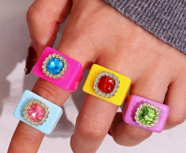 Candy Gem Resin Ring Collection ✨