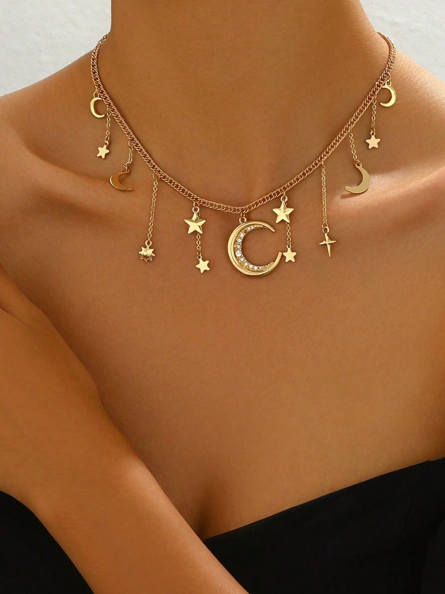 Celestial Charm Moon &amp; Stars Necklace