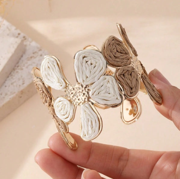 Coastal Bloom Raffia Cuff ✨