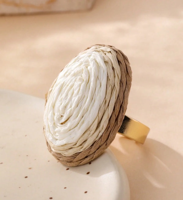 Coastal Drift Raffia Ring ✨