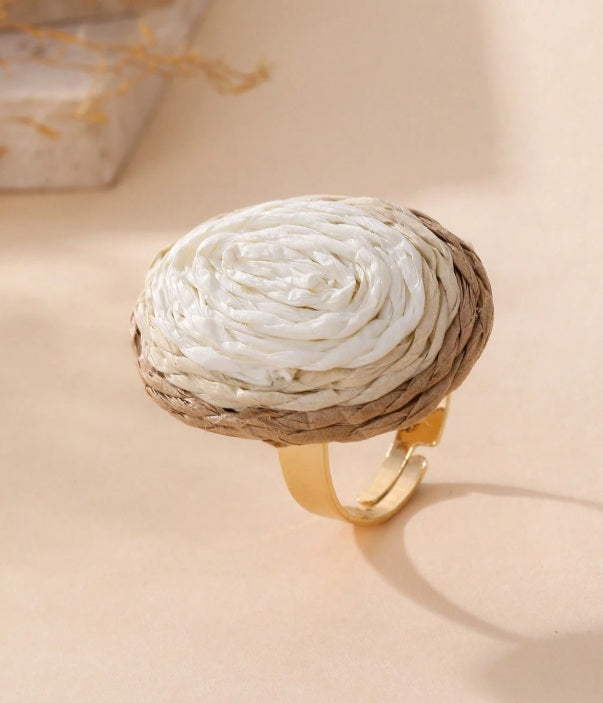 Coastal Drift Raffia Ring ✨