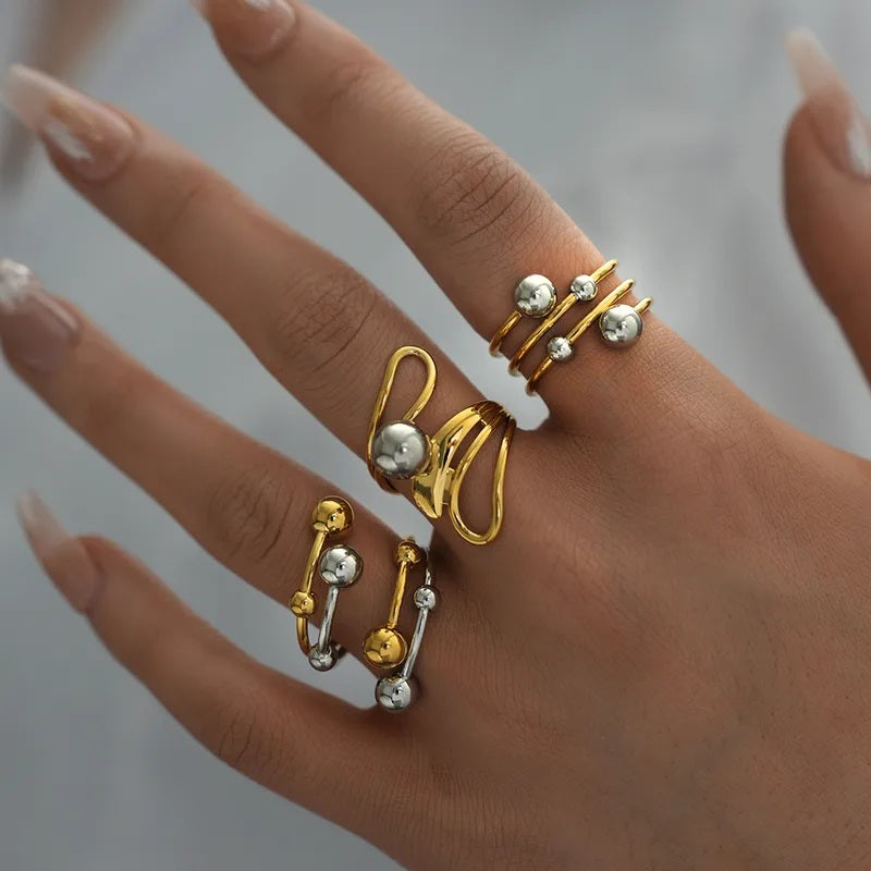 Cosmic Orbit Two-Tone Adjustable Rings
