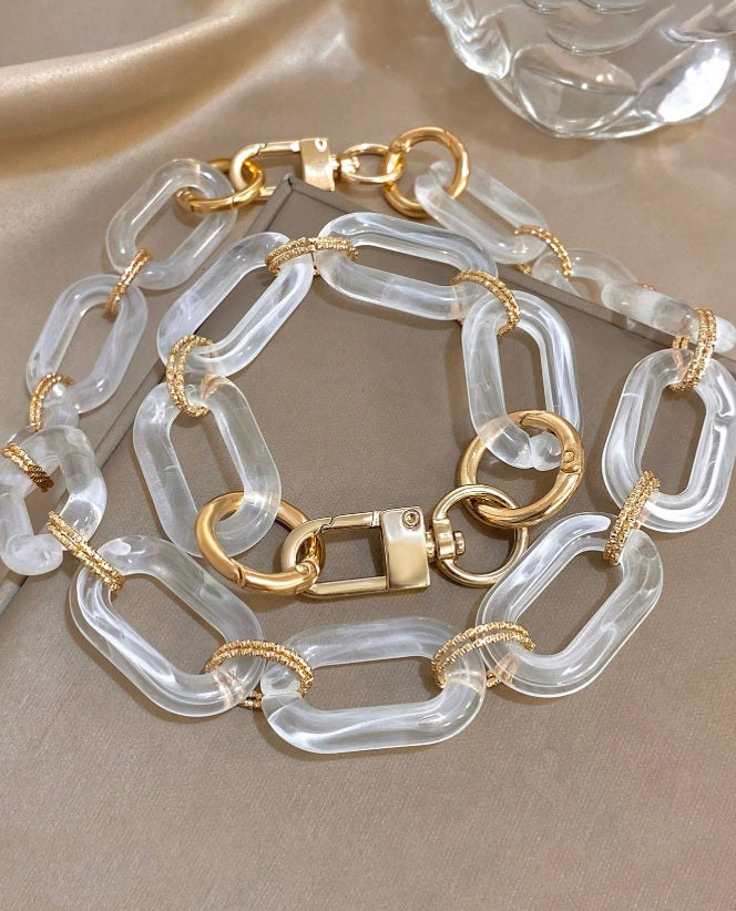 Crystal Link Horizon Necklace & Bracelet Set