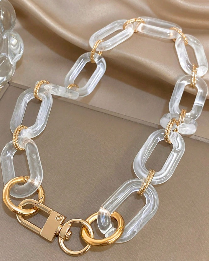 Crystal Link Horizon Necklace & Bracelet Set