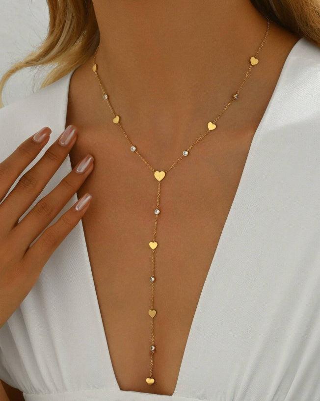 Dainty Heart Lariat Necklace