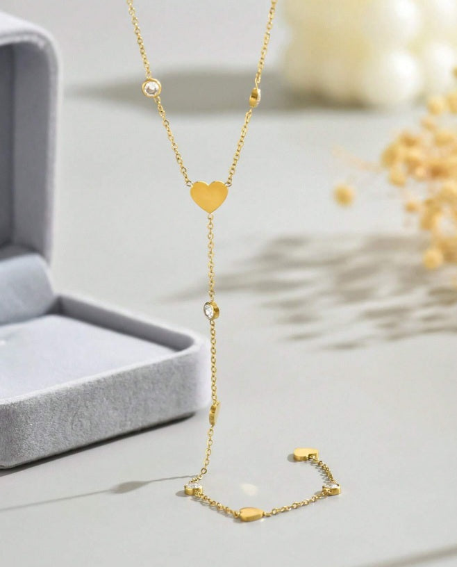 Dainty Heart Lariat Necklace