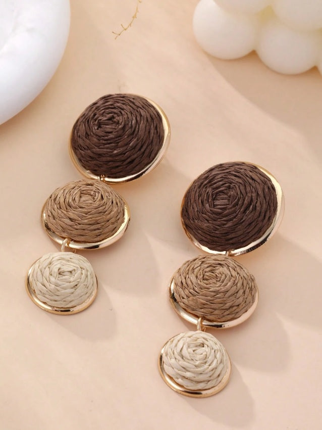 Earth Tones Raffia Cascade Earrings ✨