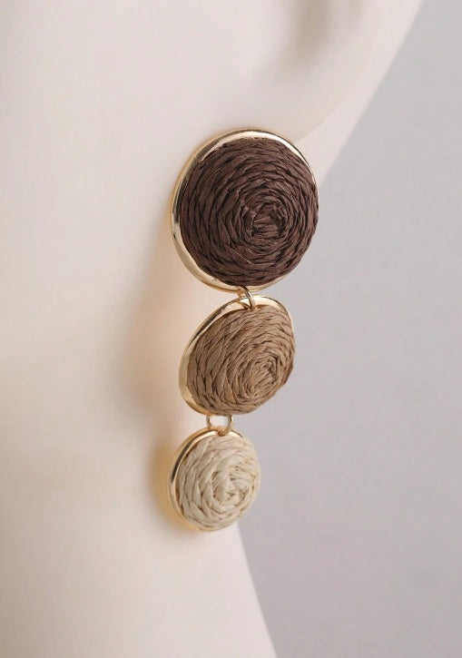 Earth Tones Raffia Cascade Earrings ✨