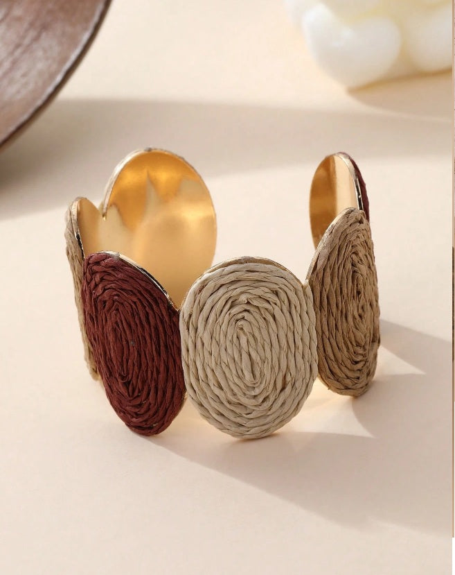 Woven Harmony Raffia Cuff Bracelet ✨