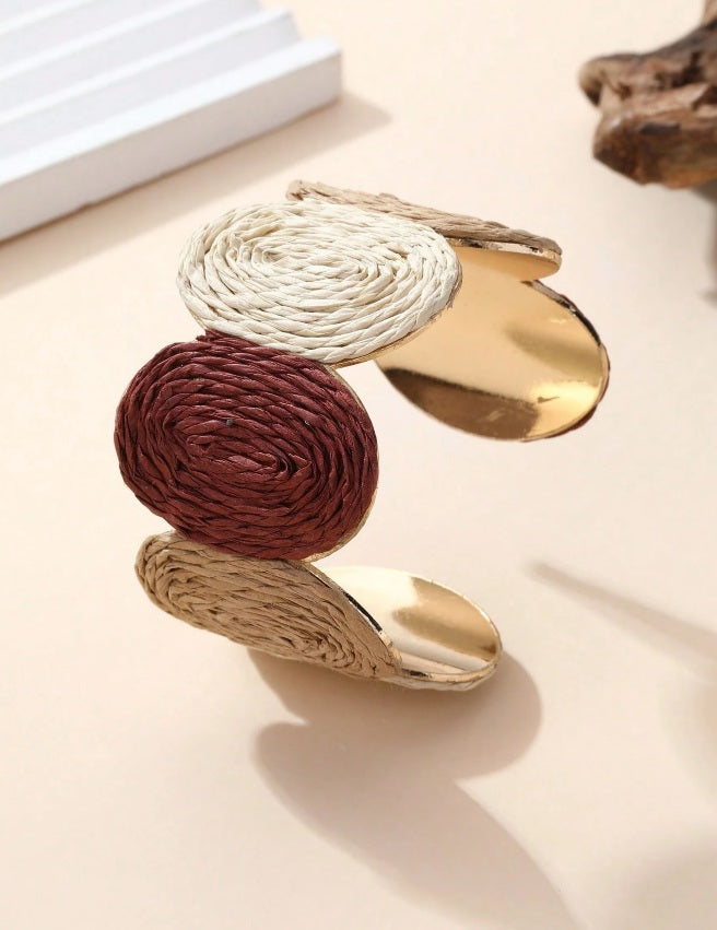 Woven Harmony Raffia Cuff Bracelet ✨