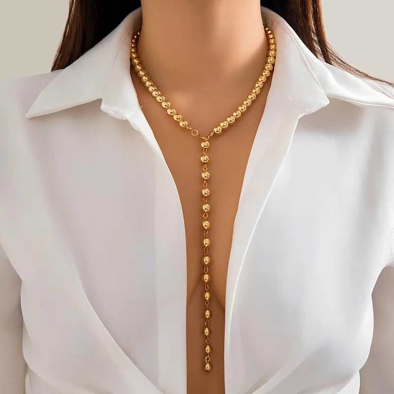 Golden Cascade Lariat Necklace