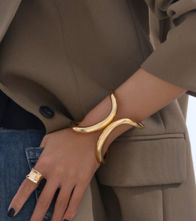 Golden Drift Open Cuff Bangle