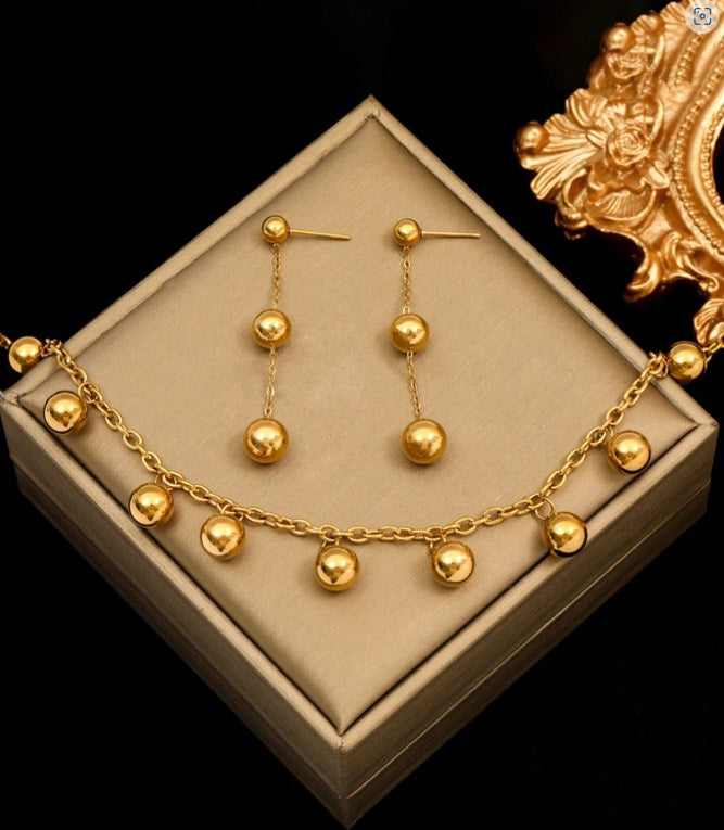 Golden Halo Drop Necklace & Earrings Set