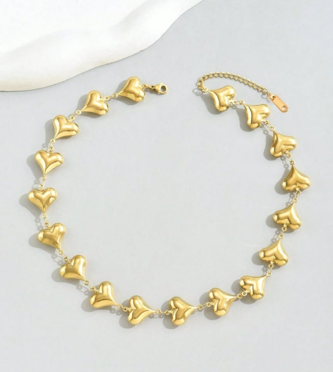 Golden Heartbeat Necklace Set