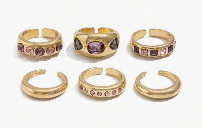 Golden Muse Stackable Ring Set (6-Piece) ✨