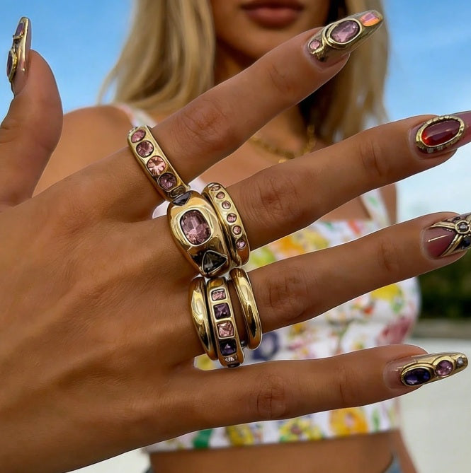 Golden Muse Stackable Ring Set (6-Piece) ✨