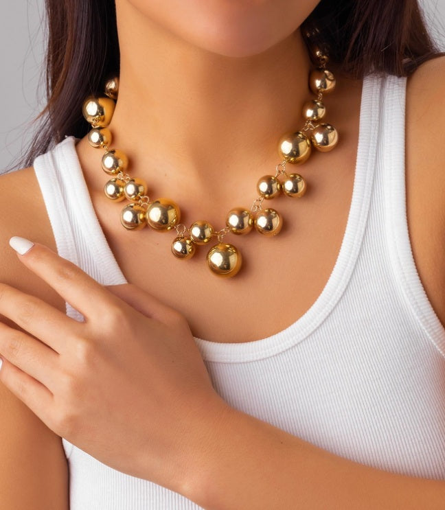 Golden Orbit Bead Necklace