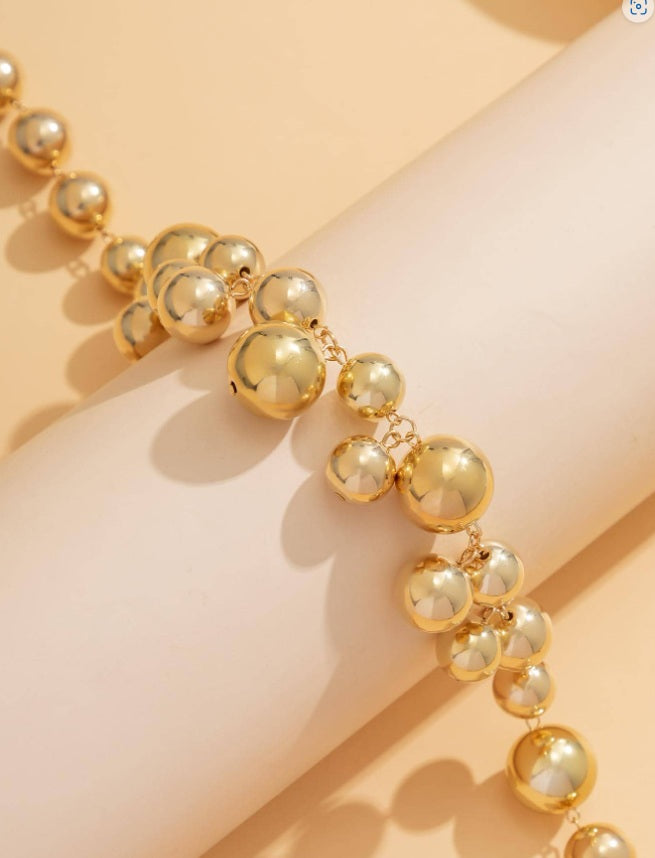 Golden Orbit Bead Necklace