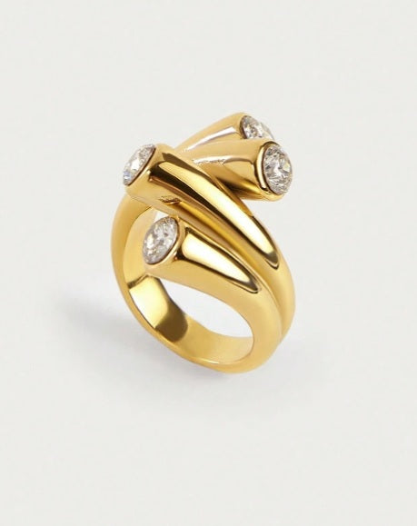 Golden Orbit CZ Adjustable Ring