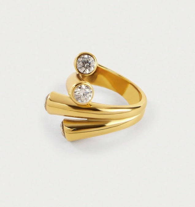 Golden Orbit CZ Adjustable Ring