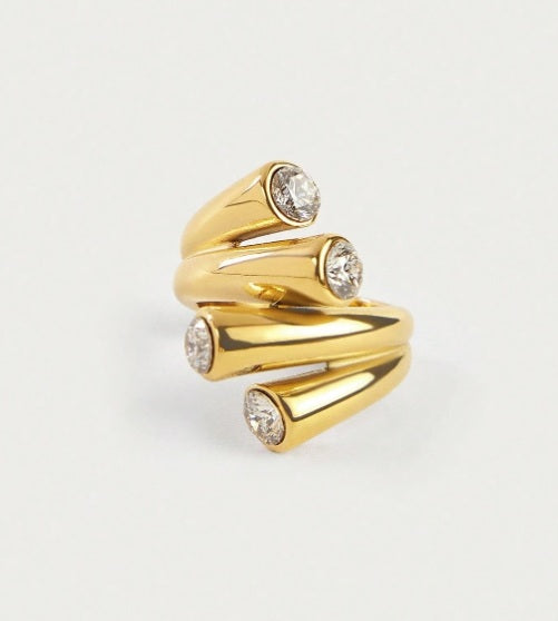 Golden Orbit CZ Adjustable Ring