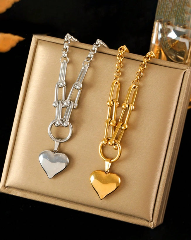 Linked Heart Statement Necklace