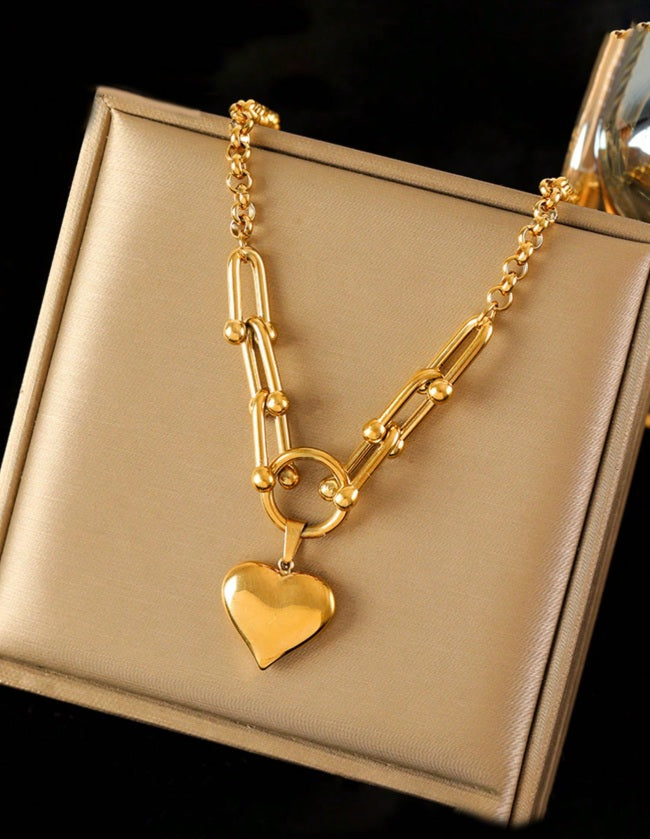 Linked Heart Statement Necklace