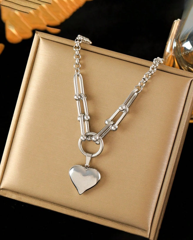 Linked Heart Statement Necklace