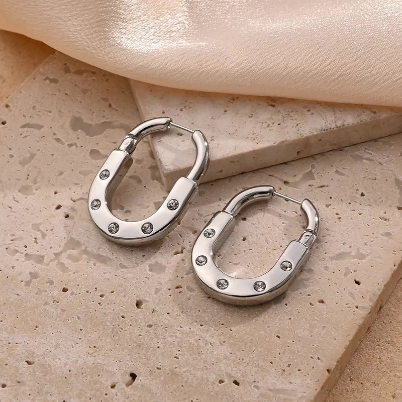 Luna Link CZ Hoop Earrings