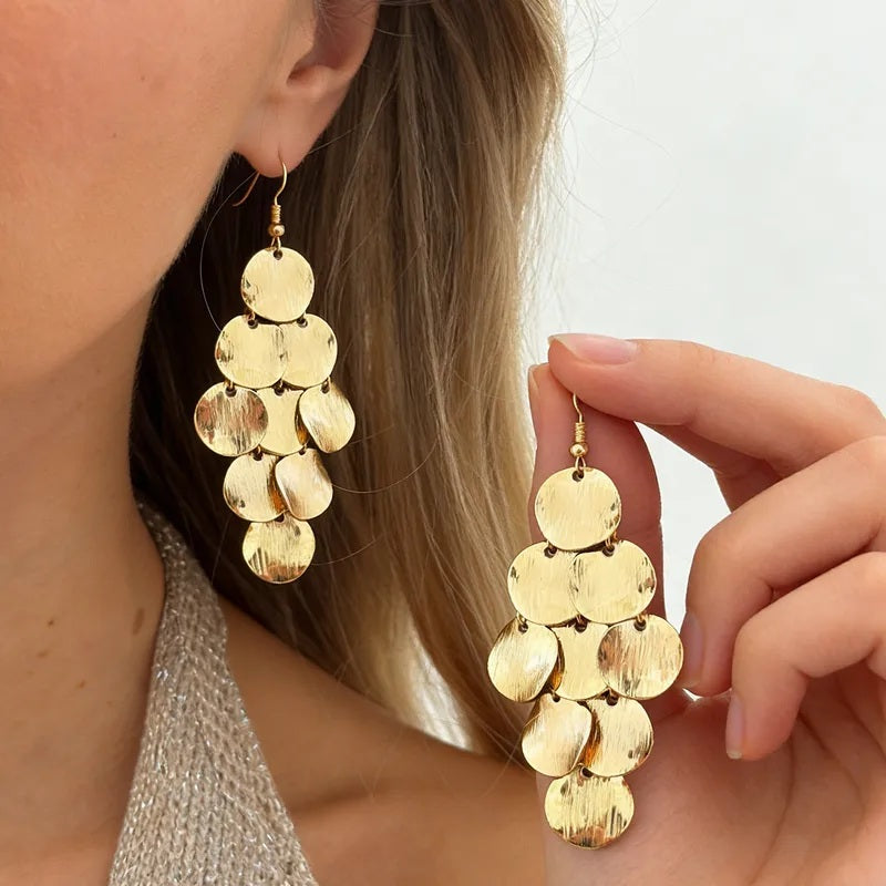 Lunar Cascade Disc Earrings
