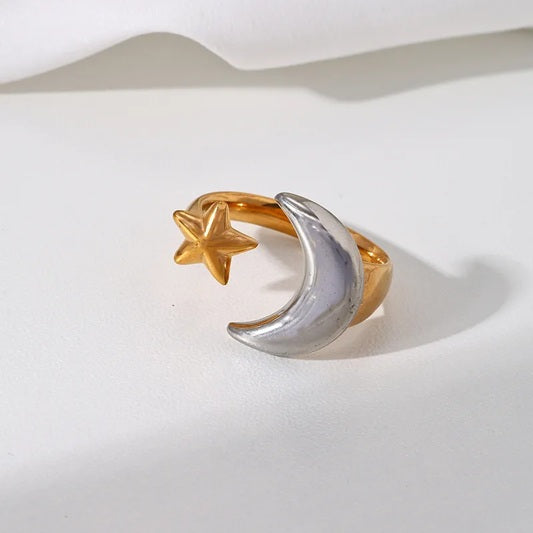 Lunar Embrace Two-Tone Adjustable Ring