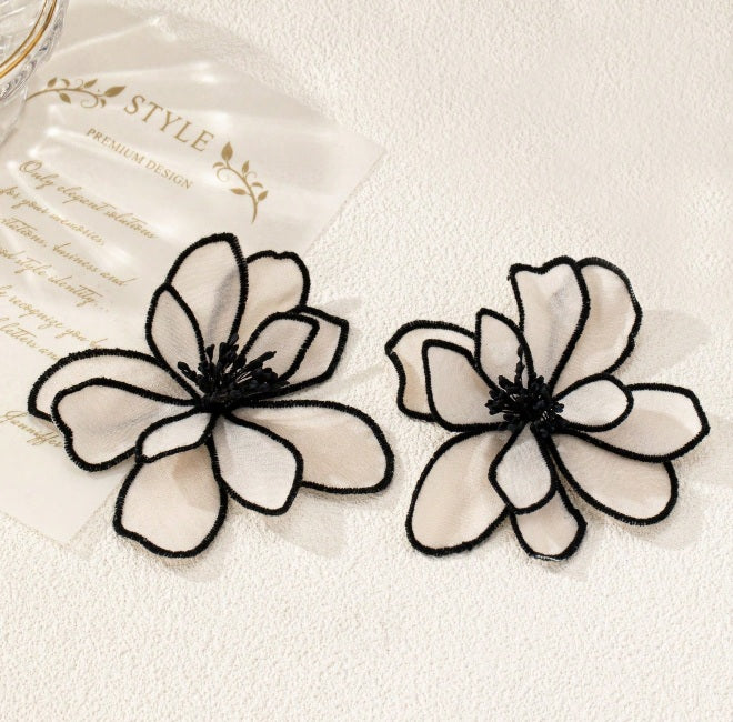 Midnight Bloom Organza Earrings ✨