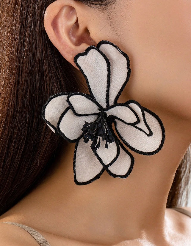 Midnight Bloom Organza Earrings ✨