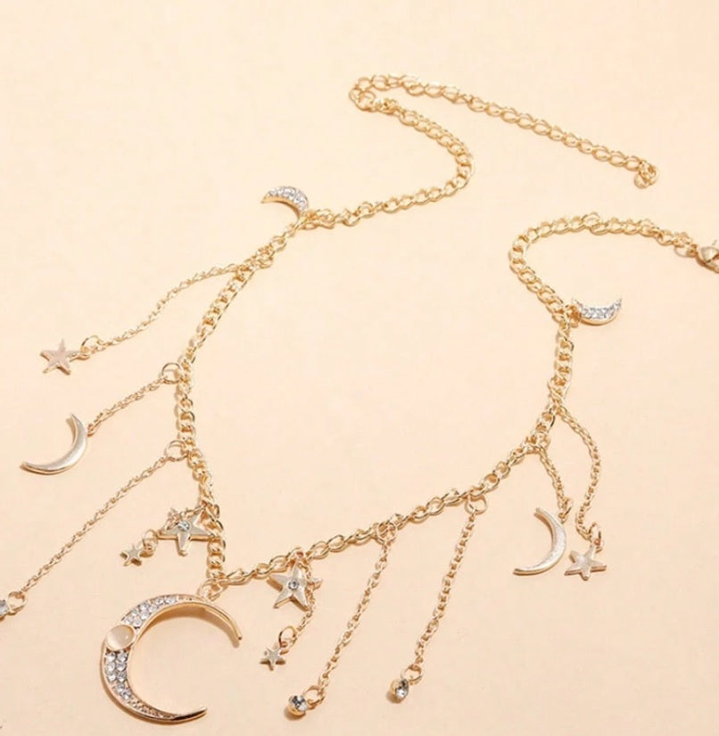 Moonlit Stardust Cascade Necklace