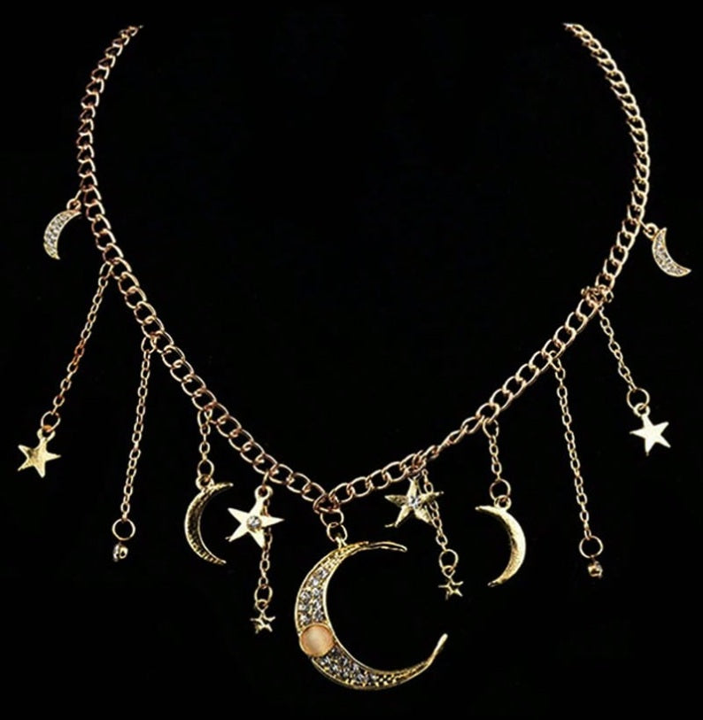 Moonlit Stardust Cascade Necklace