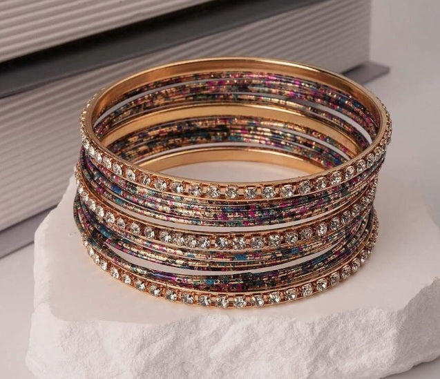 Royal Radiance Indian 3-Row Bangle Set (21-Piece) ✨