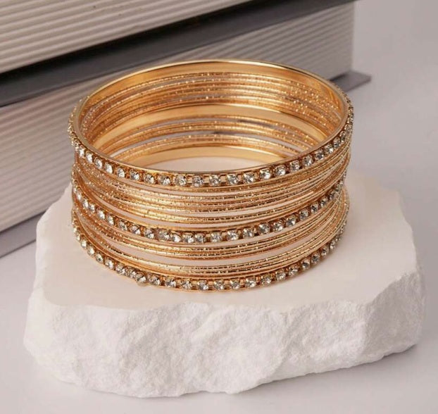 Royal Radiance Indian 3-Row Bangle Set (21-Piece) ✨