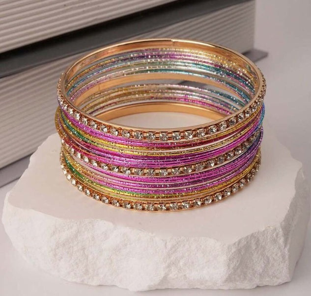 Royal Radiance Indian 3-Row Bangle Set (21-Piece) ✨