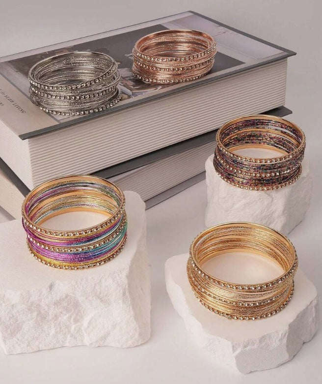 Royal Radiance Indian 3-Row Bangle Set (21-Piece) ✨