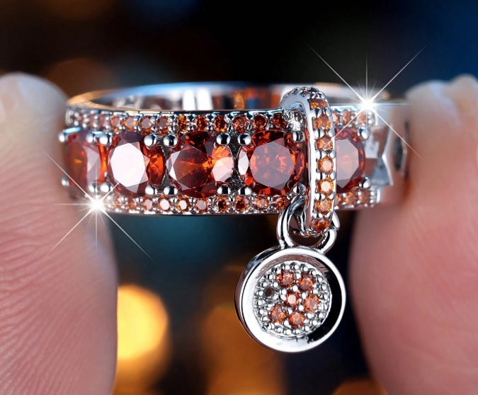 Crimson Eclipse Charm Ring