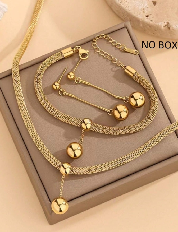 Golden Sphere Mesh Jewelry Set