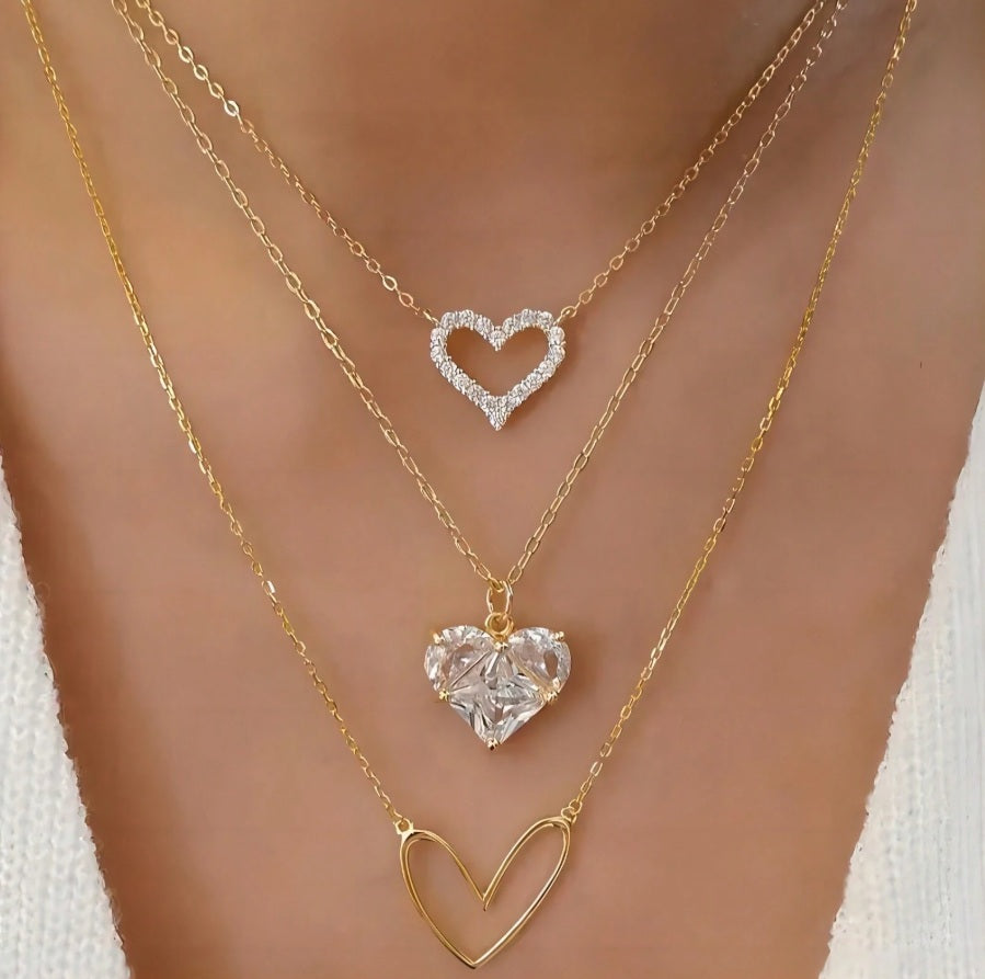 Celestial Heart Trio Layered Necklace